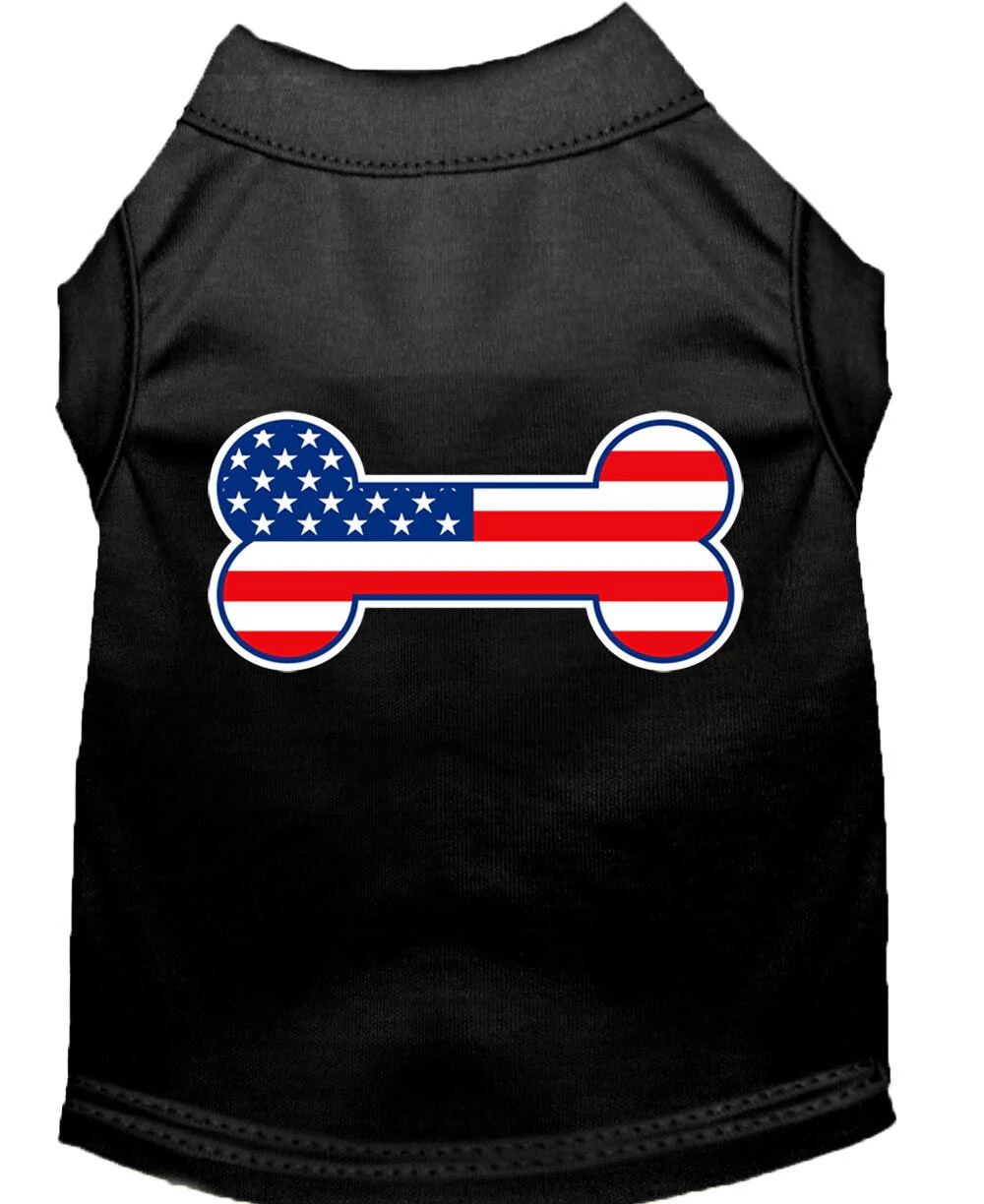 Pet Dog & Cat Shirt Screen Printed, "Bone Shaped American Flag" - Image 3