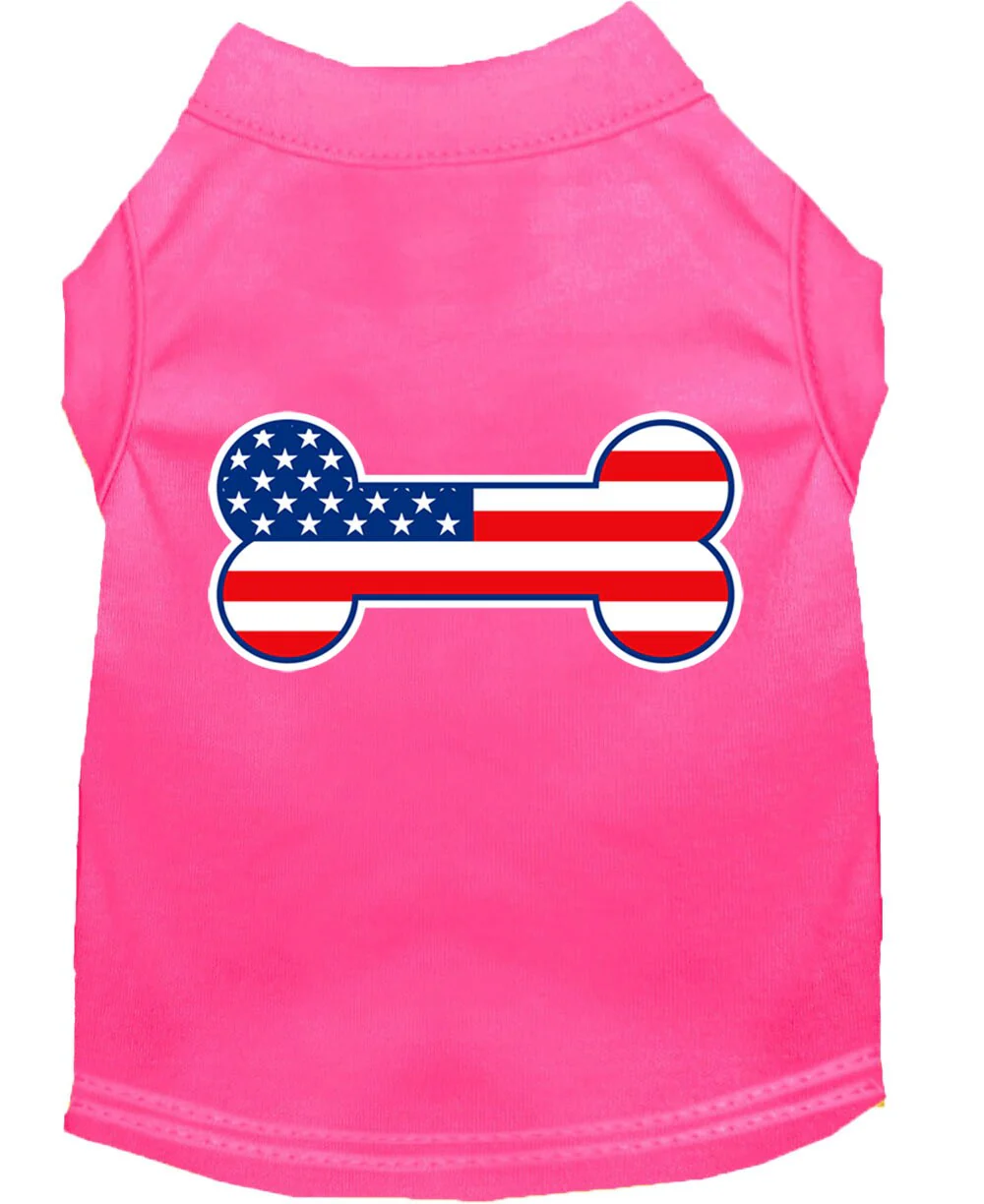 Pet Dog & Cat Shirt Screen Printed, "Bone Shaped American Flag" - Image 5