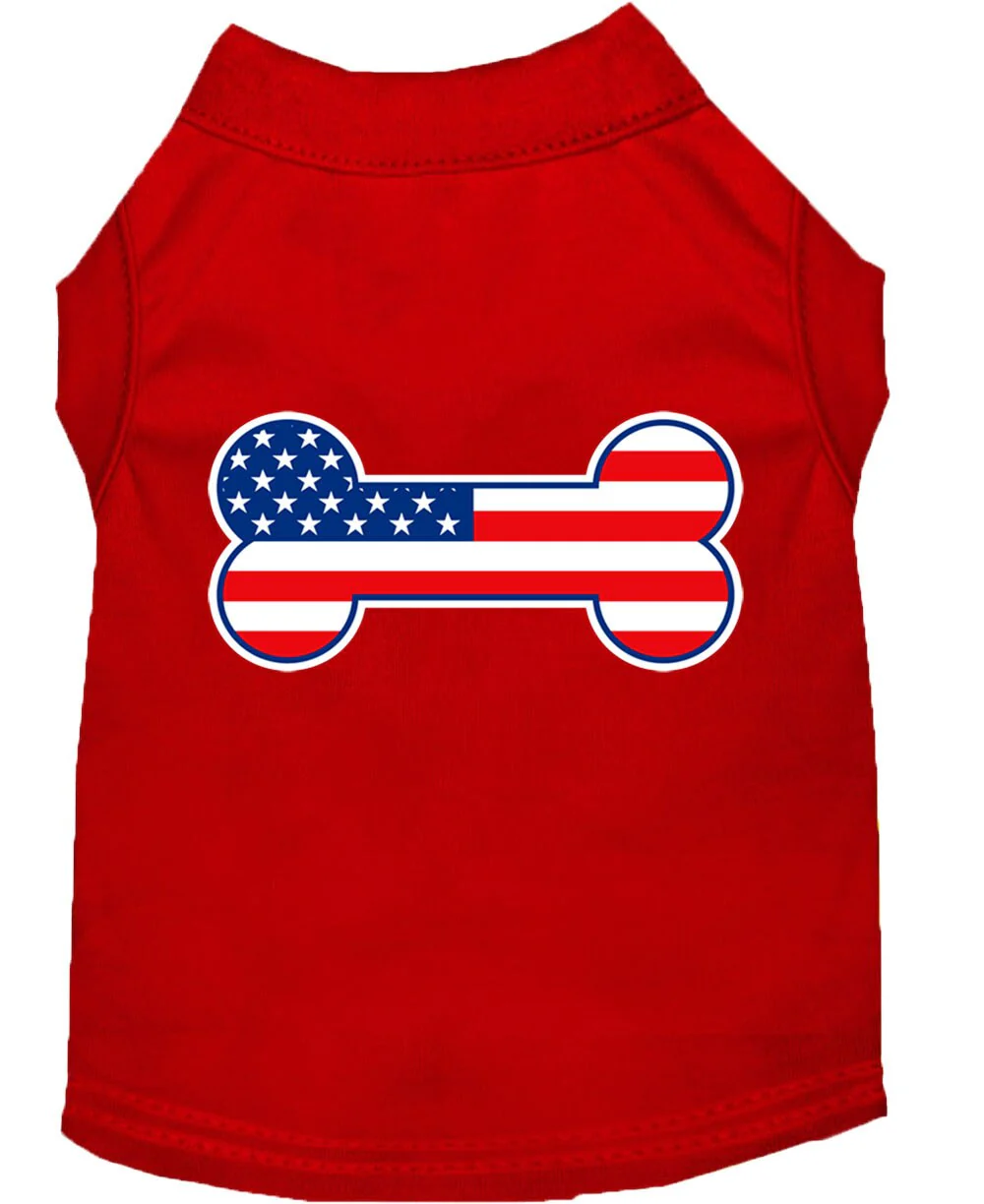 Pet Dog & Cat Shirt Screen Printed, "Bone Shaped American Flag" - Image 9