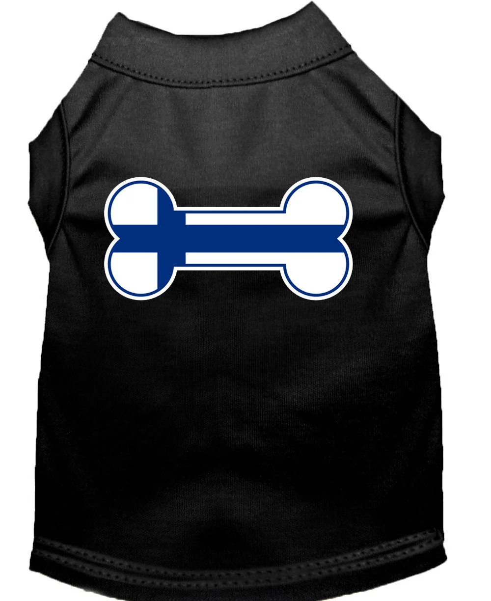 Pet Dog & Cat Shirt Screen Printed, "Bone Shaped Finland Flag" - Image 10