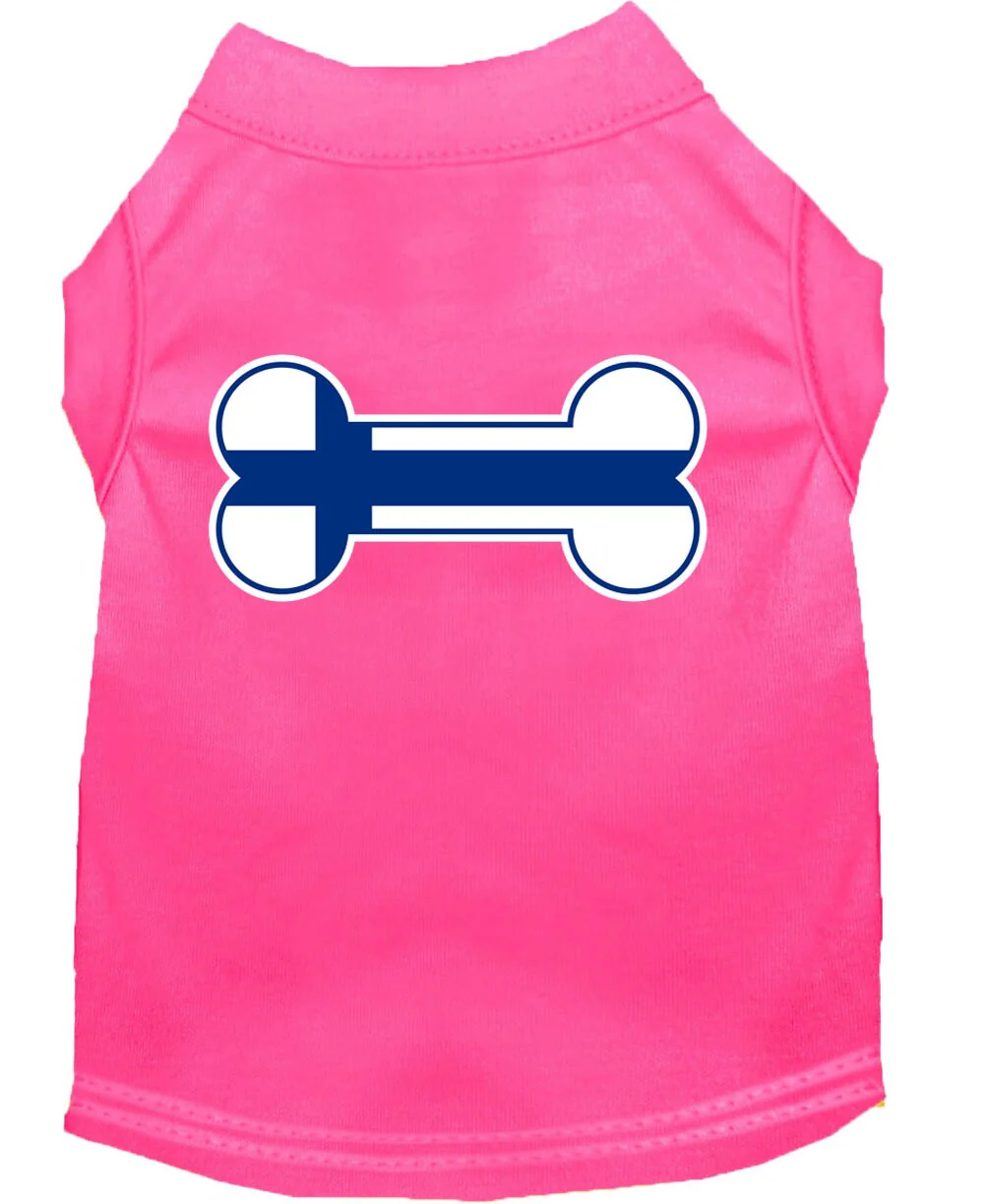 Pet Dog & Cat Shirt Screen Printed, "Bone Shaped Finland Flag" - Image 3