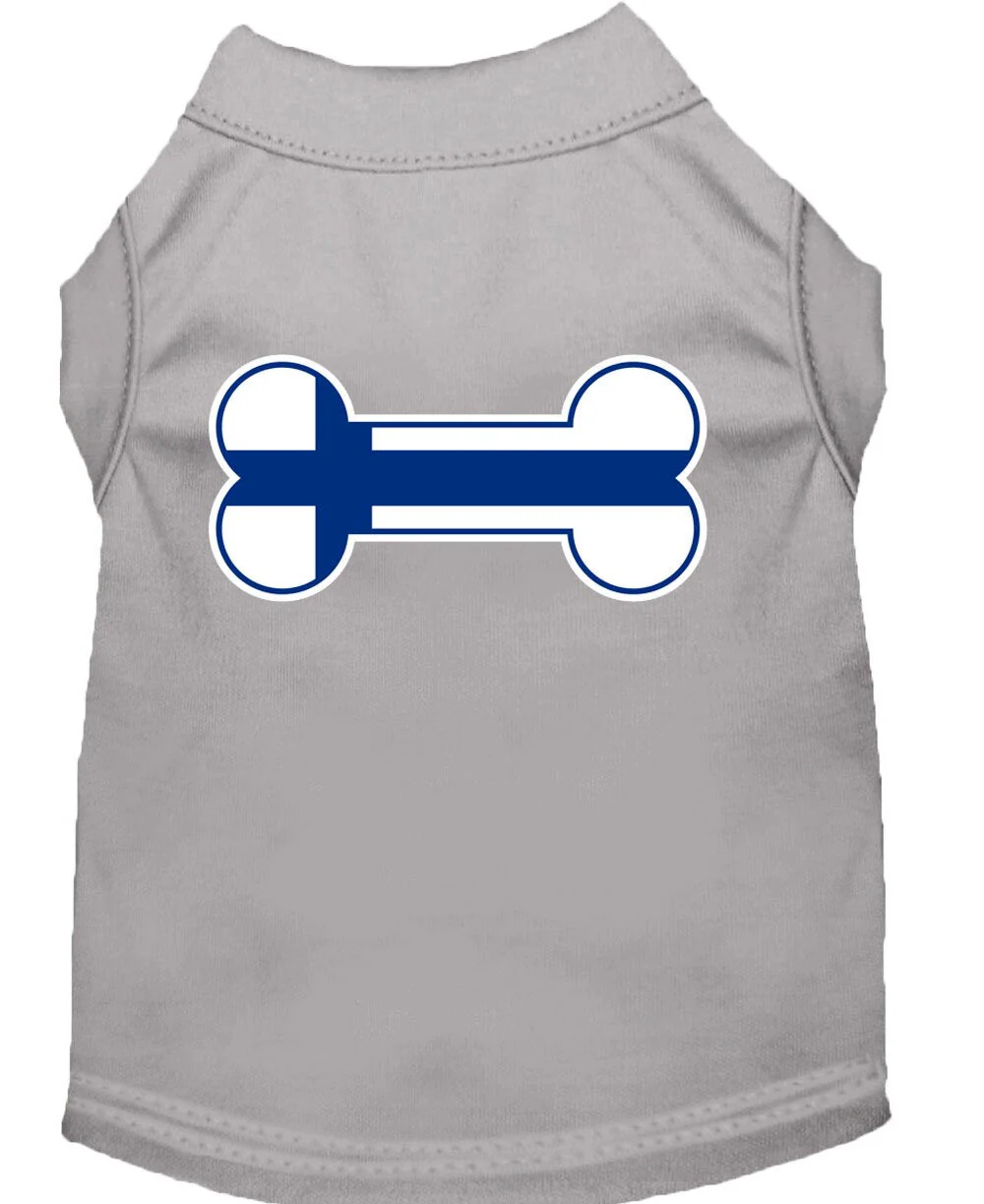 Pet Dog & Cat Shirt Screen Printed, "Bone Shaped Finland Flag" - Image 4