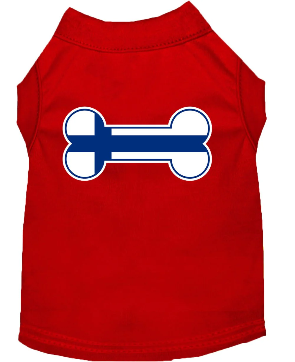 Pet Dog & Cat Shirt Screen Printed, "Bone Shaped Finland Flag" - Image 6