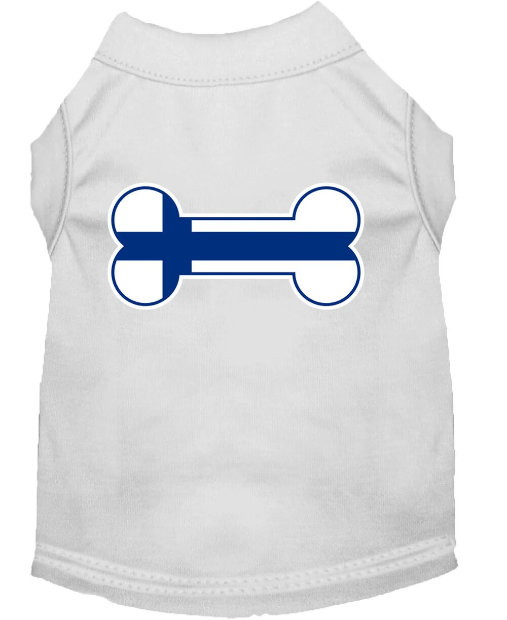 Pet Dog & Cat Shirt Screen Printed, "Bone Shaped Finland Flag" - Image 7