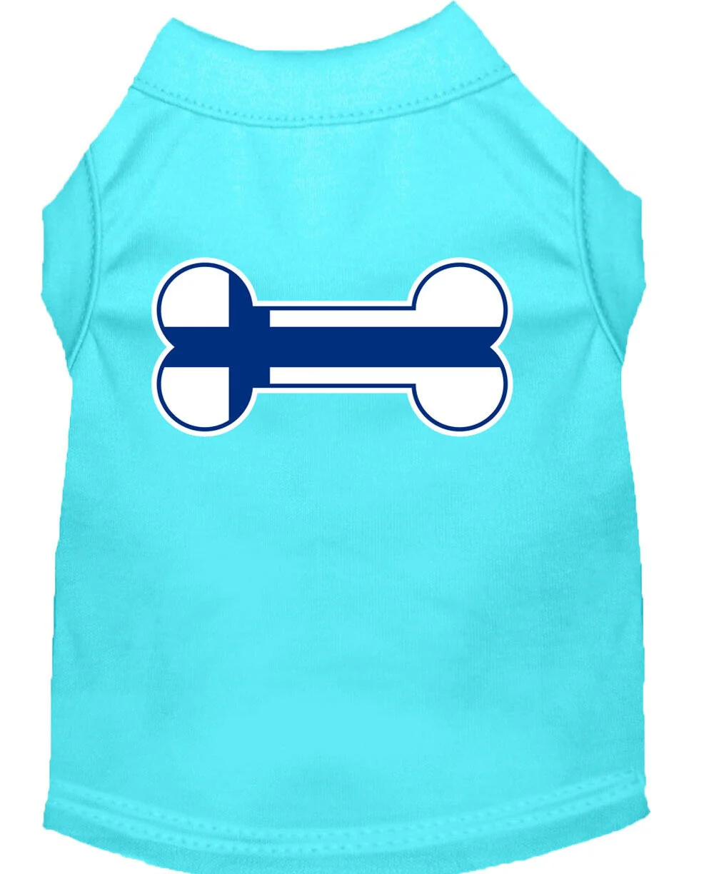 Pet Dog & Cat Shirt Screen Printed, "Bone Shaped Finland Flag" - Image 8