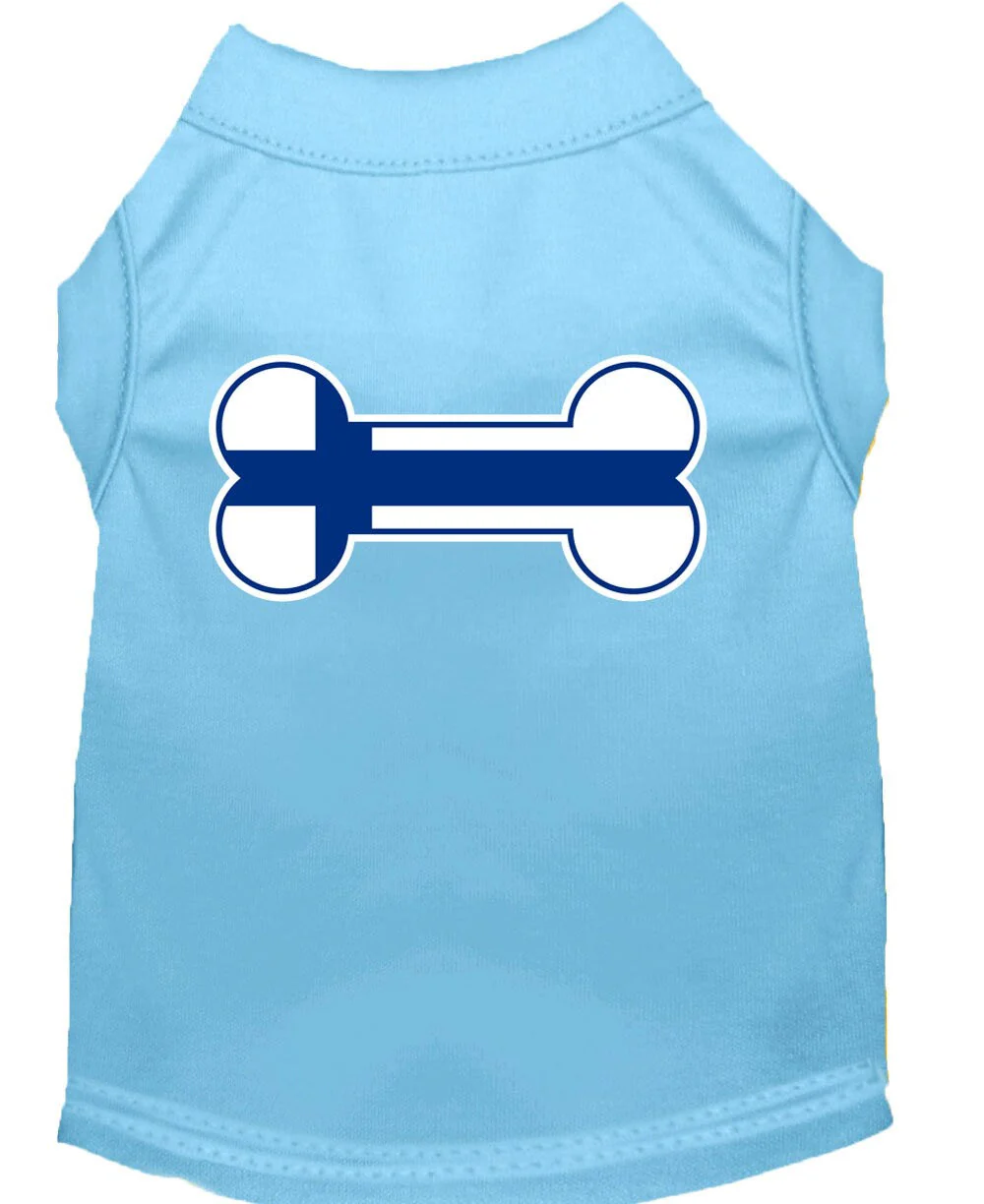 Pet Dog & Cat Shirt Screen Printed, "Bone Shaped Finland Flag" - Image 9