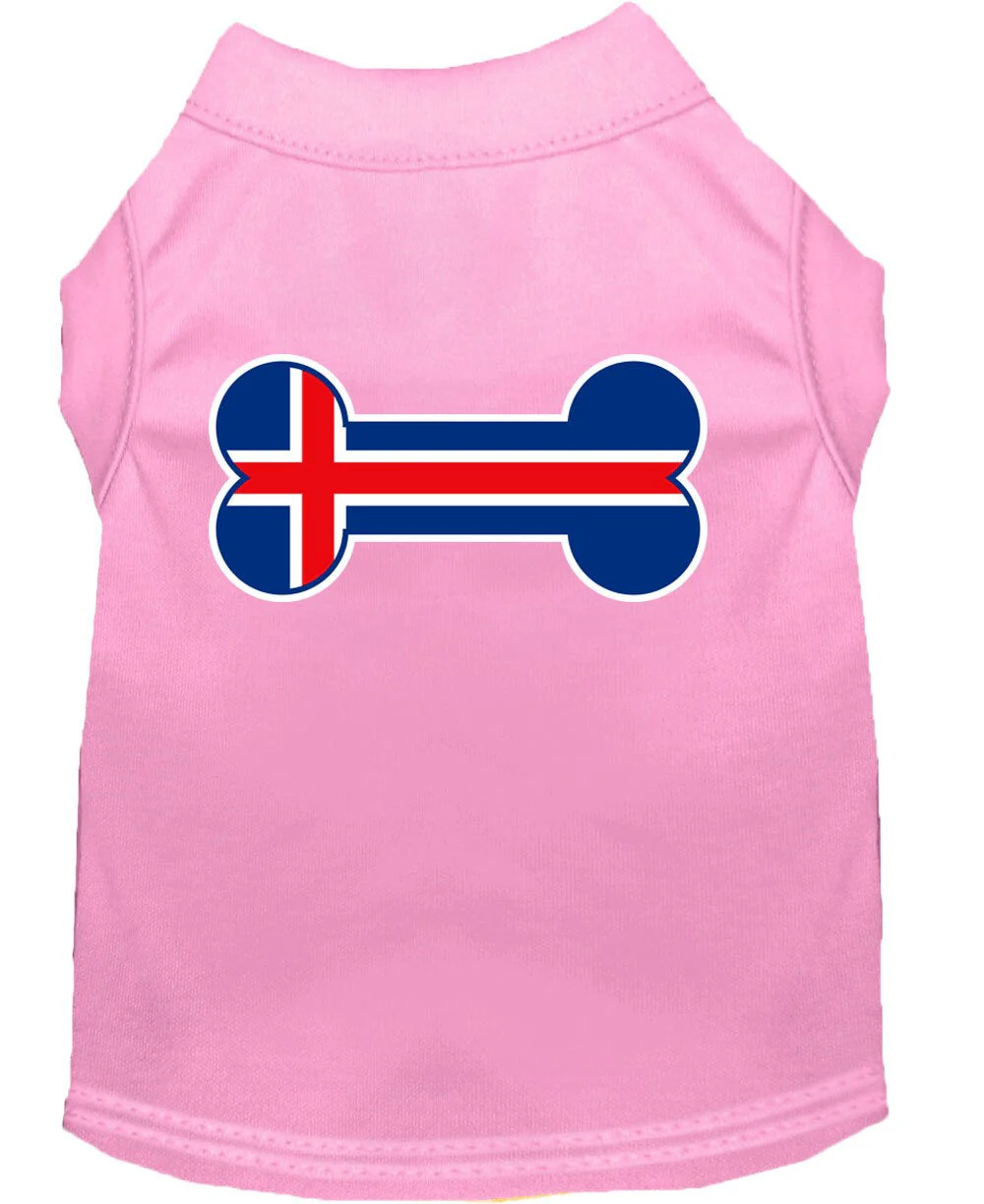 Pet Dog & Cat Shirt Screen Printed, "Bone Shaped Iceland Flag" - Image 3