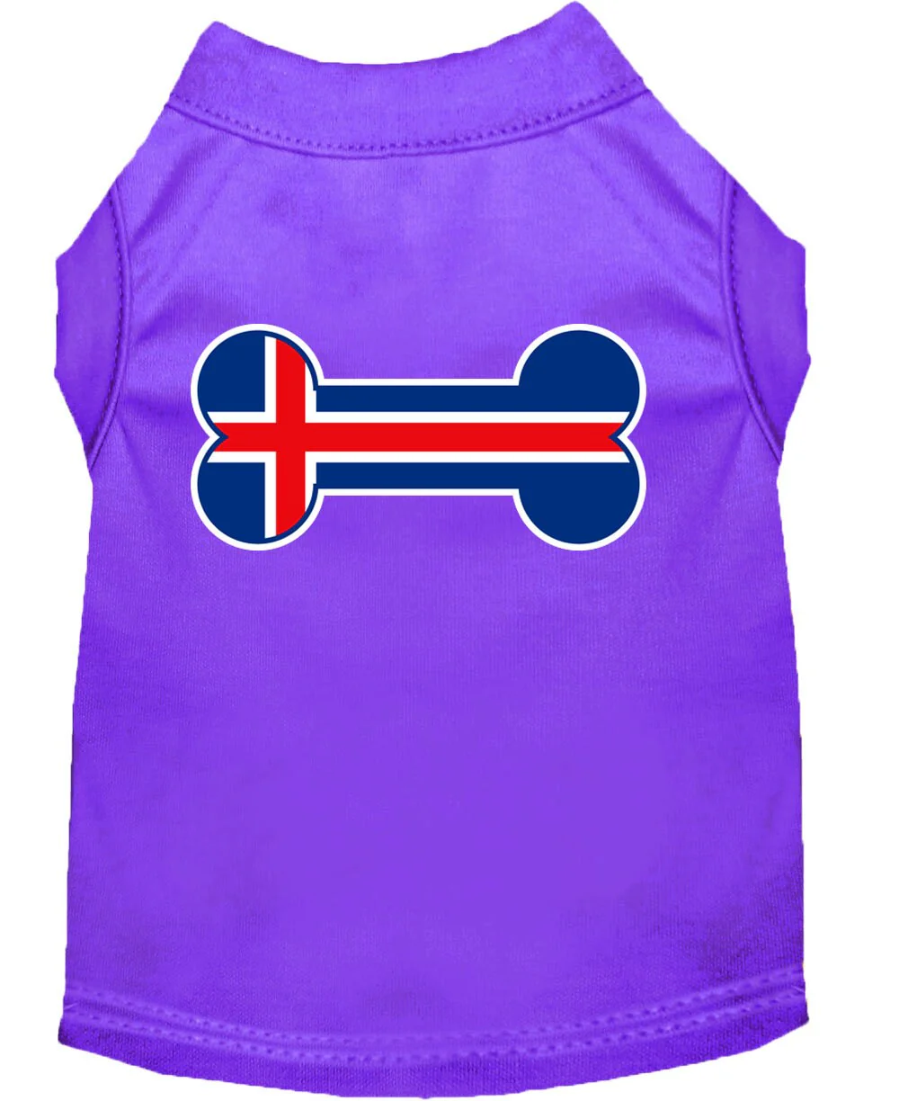 Pet Dog & Cat Shirt Screen Printed, "Bone Shaped Iceland Flag" - Image 4