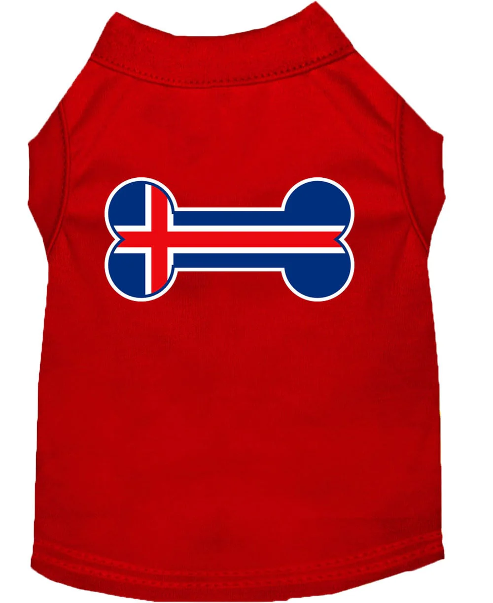 Pet Dog & Cat Shirt Screen Printed, "Bone Shaped Iceland Flag" - Image 5