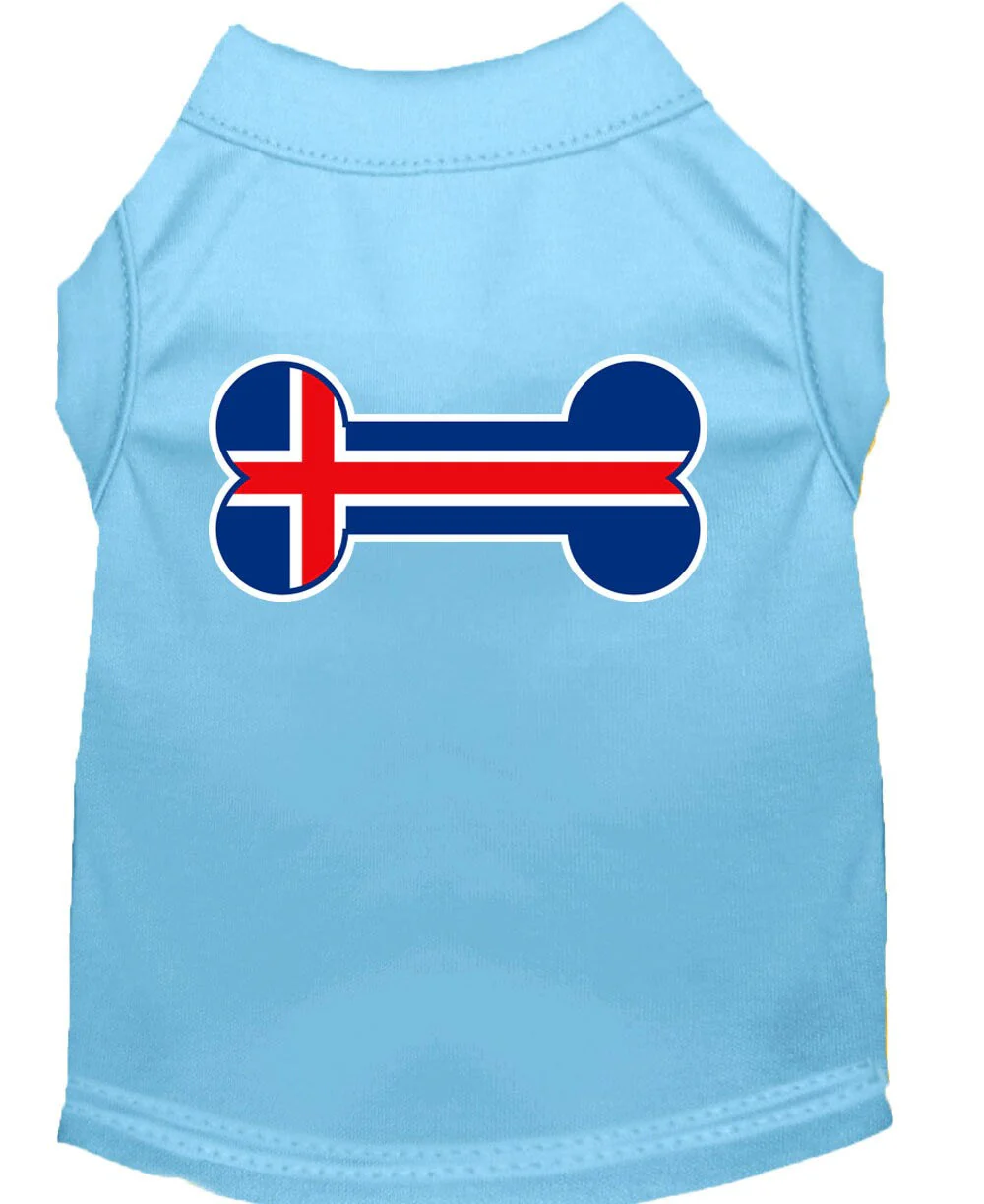 Pet Dog & Cat Shirt Screen Printed, "Bone Shaped Iceland Flag" - Image 7