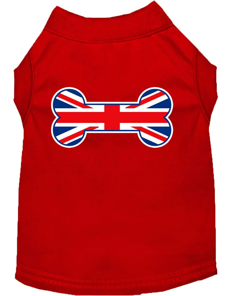 Pet Dog & Cat Shirt Screen Printed, "Bone Shaped United Kingdom Flag" - Image 4