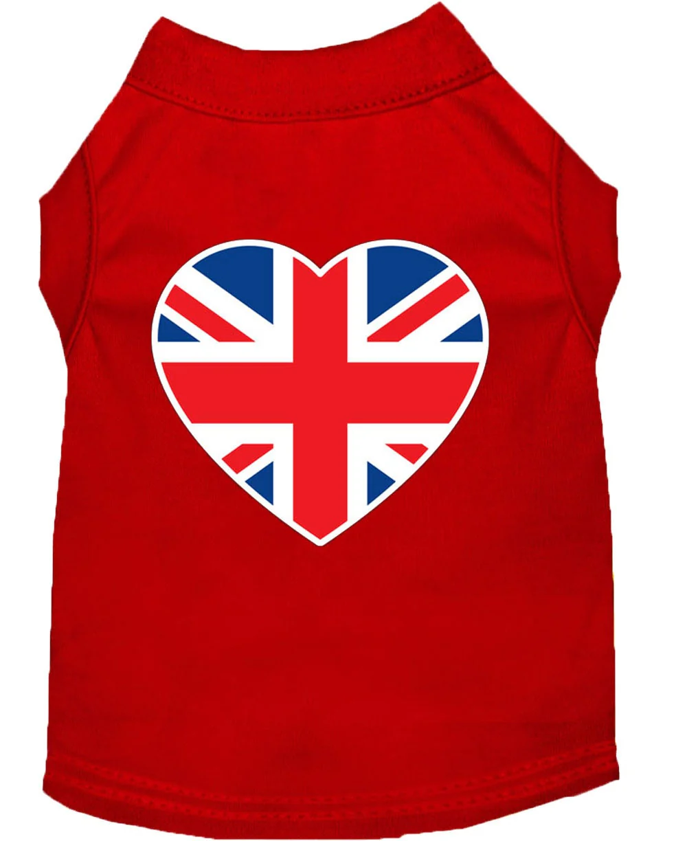Pet Dog & Cat Shirt Screen Printed, "British Flag Heart" - Image 10