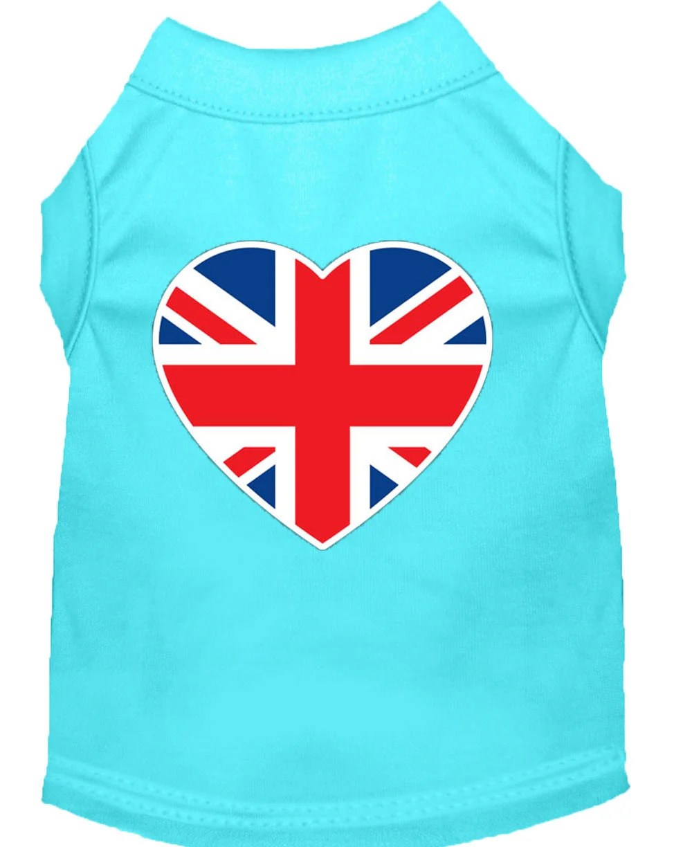 Pet Dog & Cat Shirt Screen Printed, "British Flag Heart" - Image 3