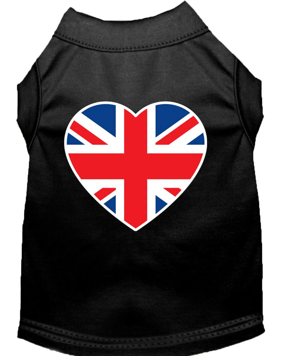 Pet Dog & Cat Shirt Screen Printed, "British Flag Heart" - Image 4