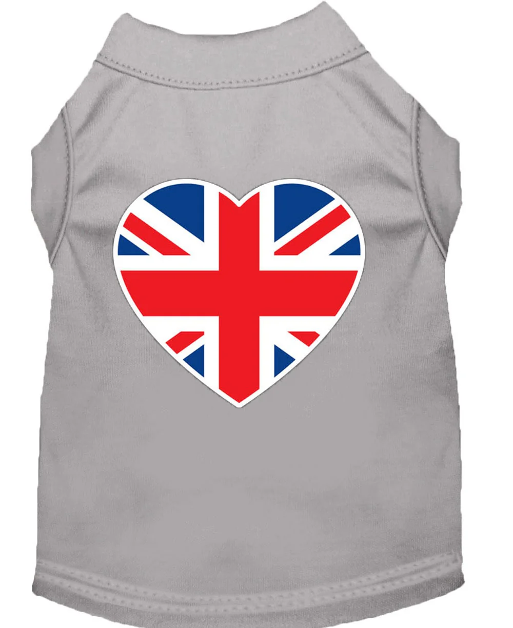 Pet Dog & Cat Shirt Screen Printed, "British Flag Heart" - Image 7