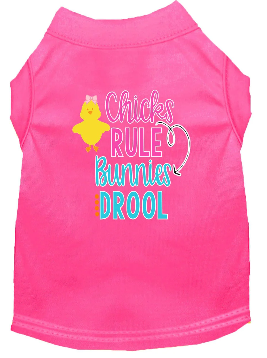 Pet Dog & Cat Shirt Screen Printed, "Chicks Rule, Bunnies Drool" - Image 4