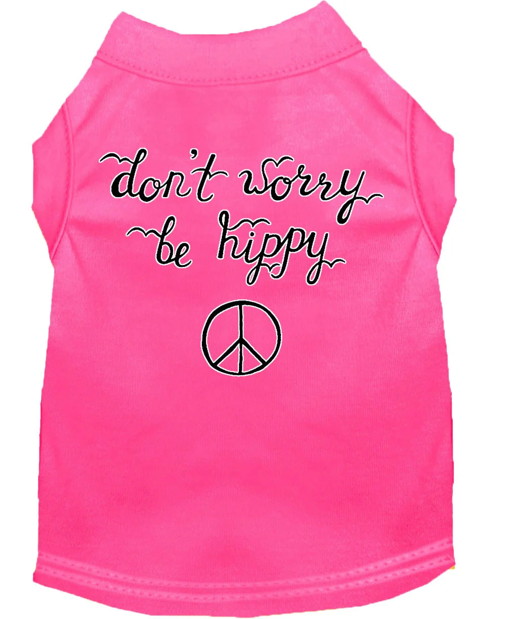 Pet Dog & Cat Shirt Screen Printed, "Don't Worry, Be Hippy" - Image 3