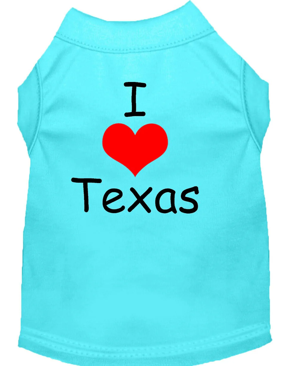 Pet Dog & Cat Shirt Screen Printed, "I Love Texas" - Image 10