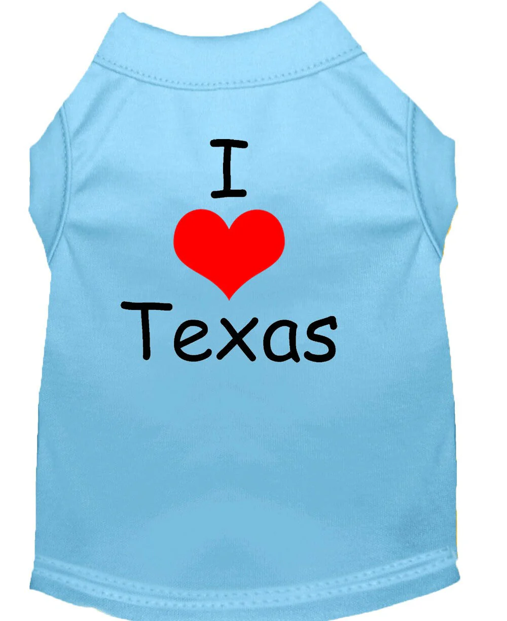 Pet Dog & Cat Shirt Screen Printed, "I Love Texas" - Image 3