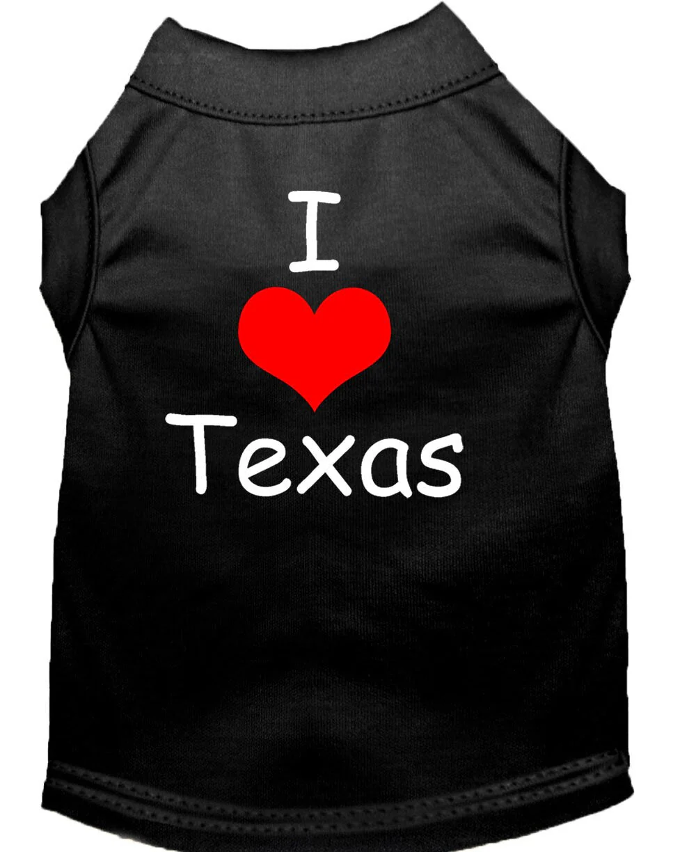 Pet Dog & Cat Shirt Screen Printed, "I Love Texas" - Image 4