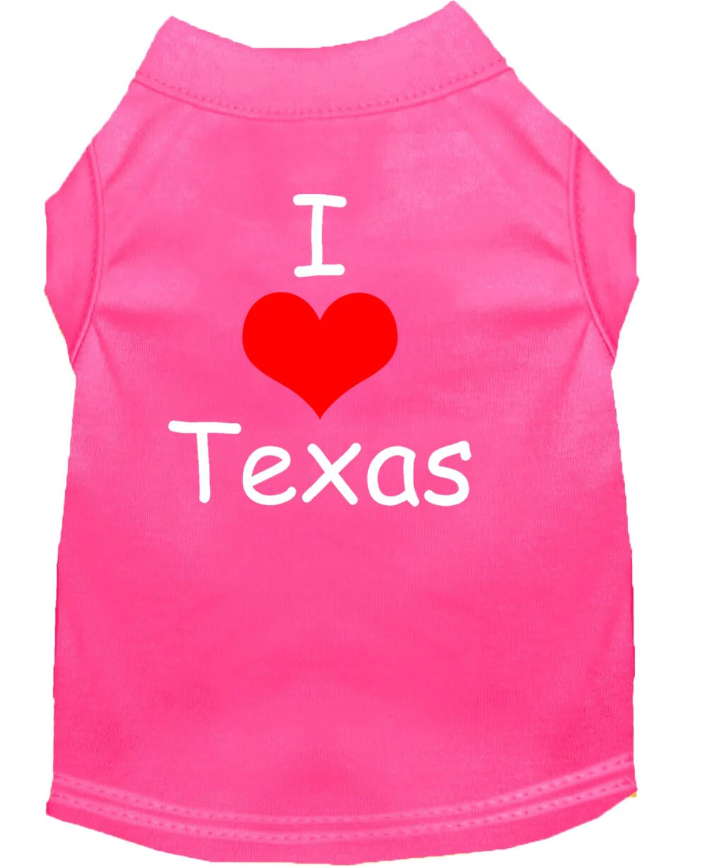 Pet Dog & Cat Shirt Screen Printed, "I Love Texas" - Image 5