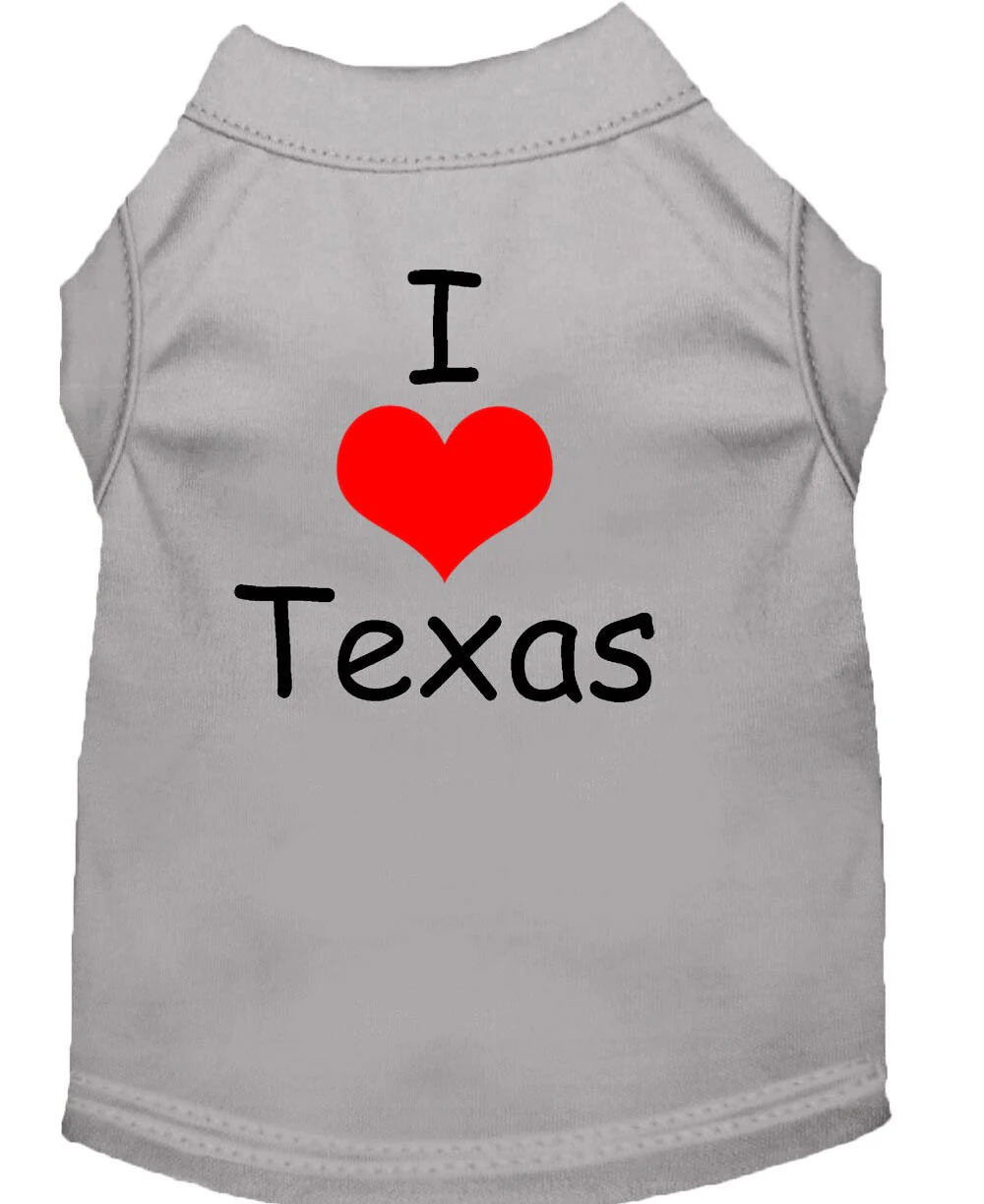 Pet Dog & Cat Shirt Screen Printed, "I Love Texas" - Image 6