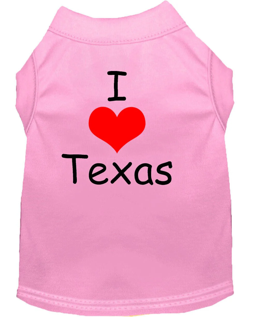 Pet Dog & Cat Shirt Screen Printed, "I Love Texas" - Image 7