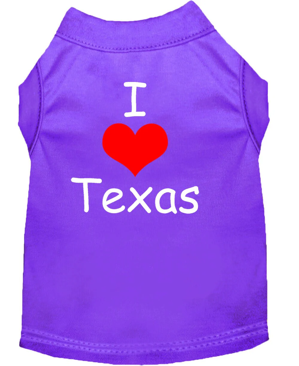 Pet Dog & Cat Shirt Screen Printed, "I Love Texas" - Image 8