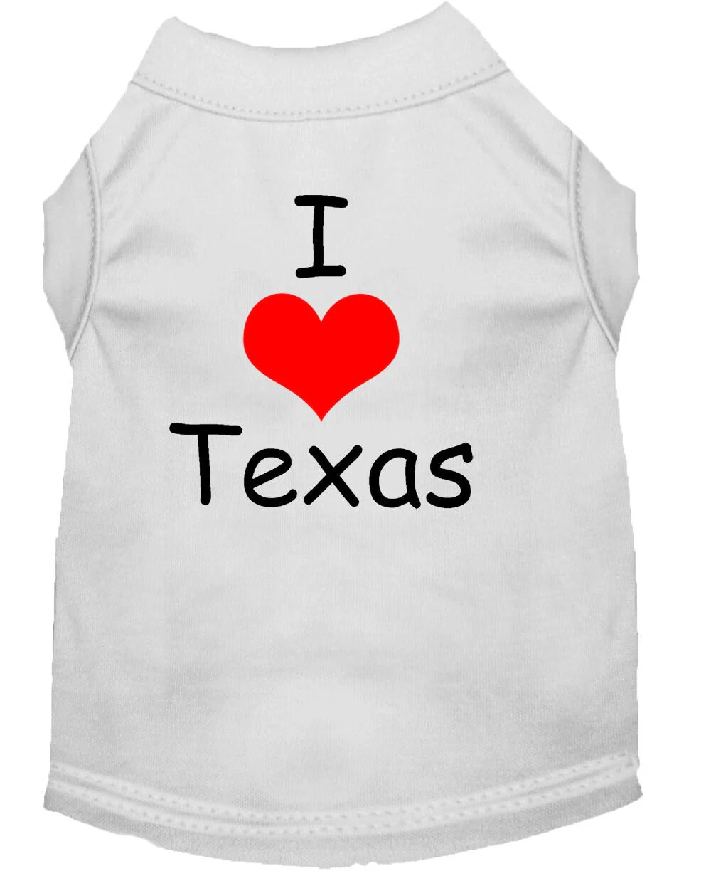 Pet Dog & Cat Shirt Screen Printed, "I Love Texas" - Image 9