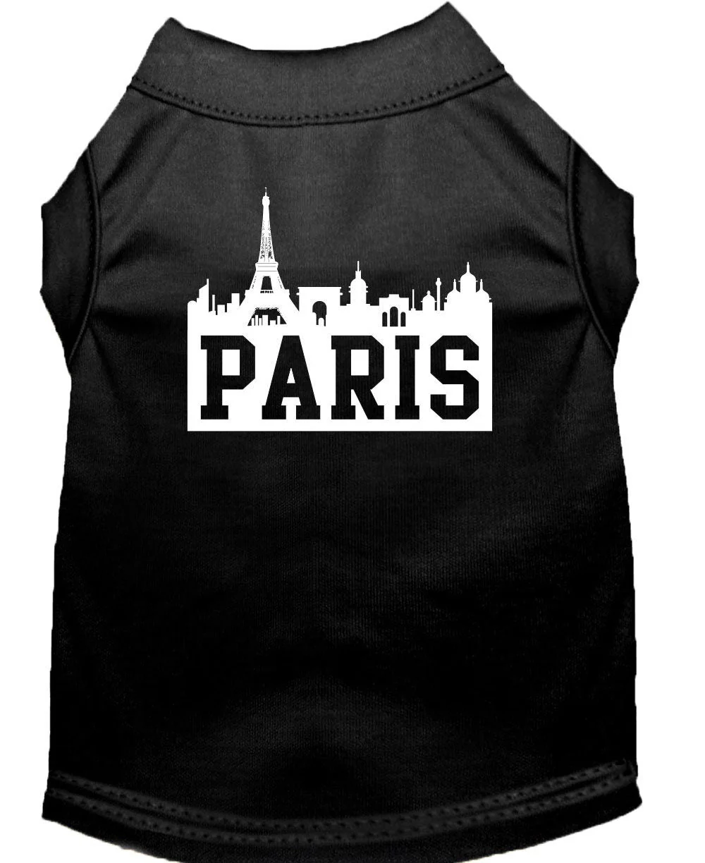 Pet Dog & Cat Shirt Screen Printed, "Paris Skyline" - Image 3