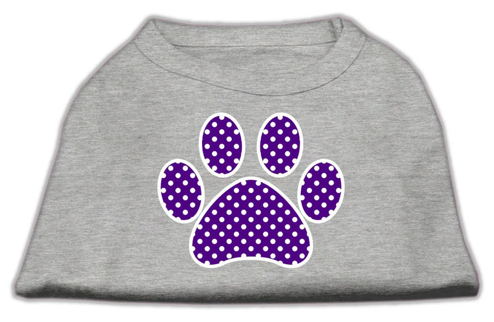 Pet Dog & Cat Shirt Screen Printed, "Swiss Dots Purple Paw" - Image 2