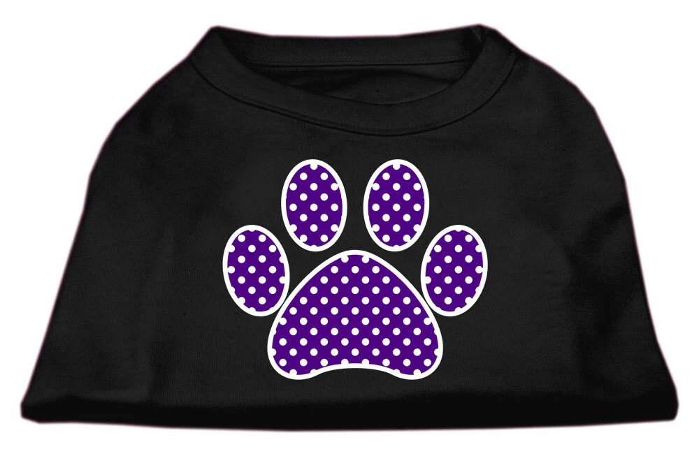 Pet Dog & Cat Shirt Screen Printed, "Swiss Dots Purple Paw" - Image 3