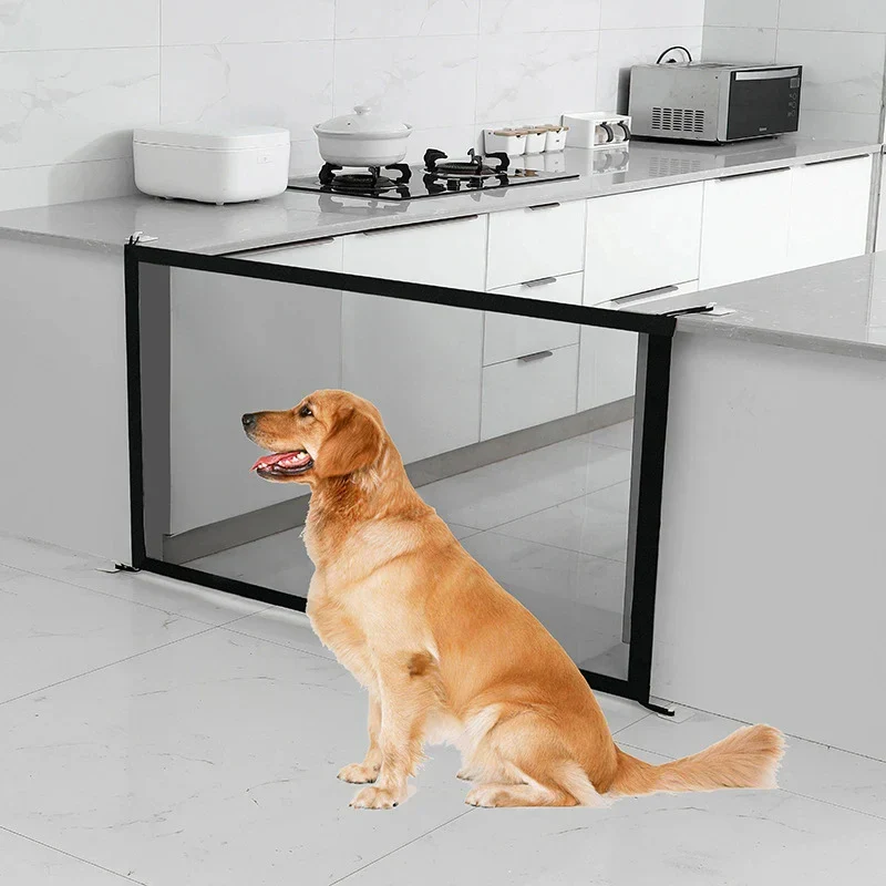 Pet Dog Safety Barrier Fence – Folding Mesh Gate with 4 Hooks for Stairs & Doorways - Image 5