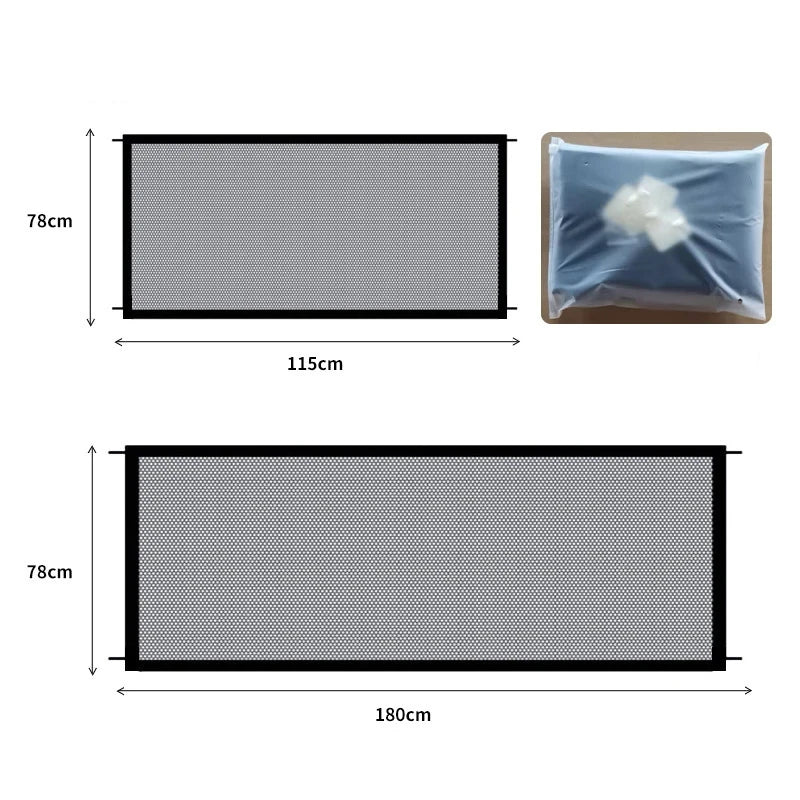 Pet Dog Safety Barrier Fence – Folding Mesh Gate with 4 Hooks for Stairs & Doorways - Image 7