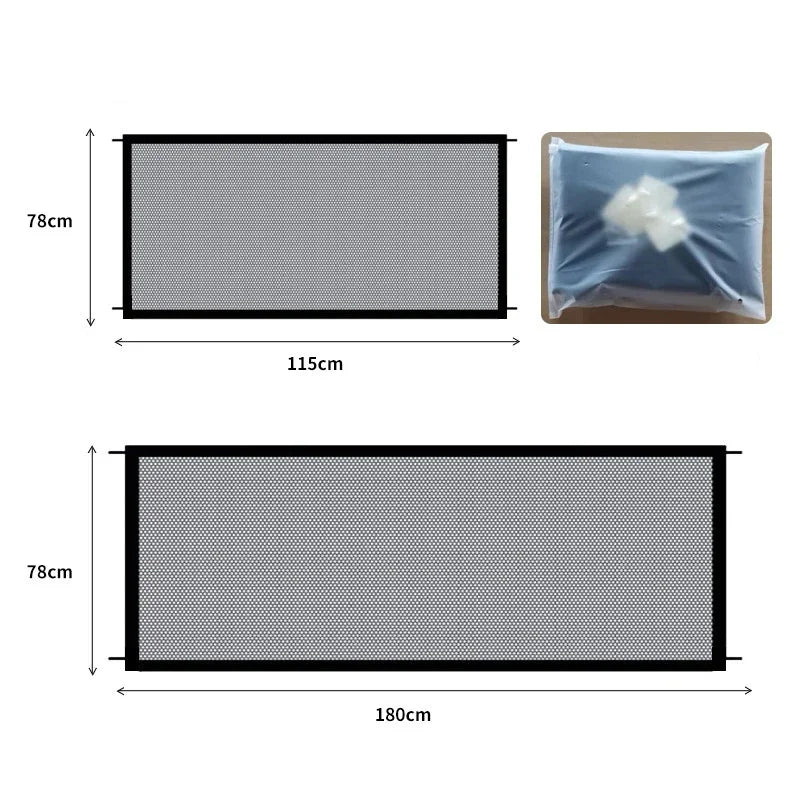 Pet Dog Safety Barrier Fence – Folding Mesh Gate with 4 Hooks for Stairs & Doorways - Image 8