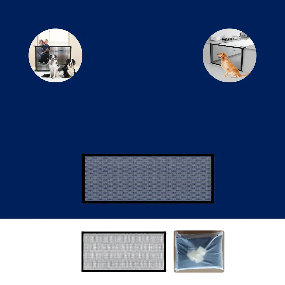 Pet Dog Safety Barrier Fence – Folding Mesh Gate with 4 Hooks for Stairs & Doorways - Image 9