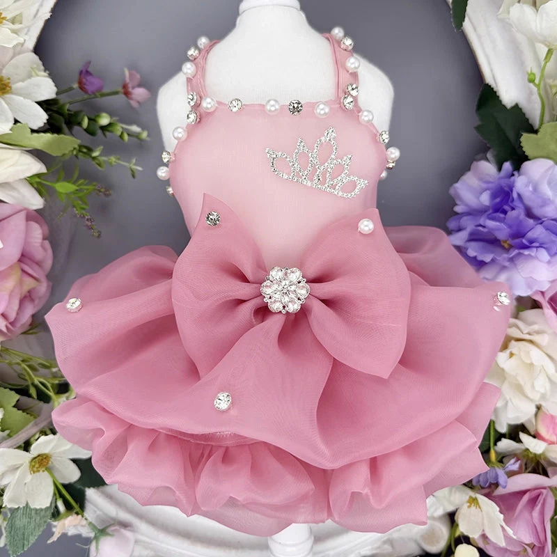 Pet Dress Pearl Diamond Crown 2 Colors - Image 3