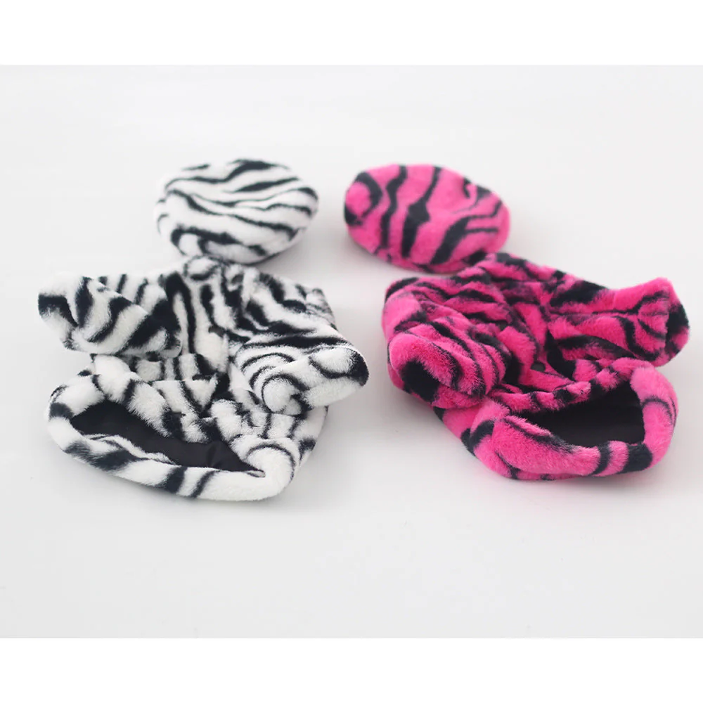 Pet Faux Fur Coat Plush Outfit with Hat Zebra Print - Image 2