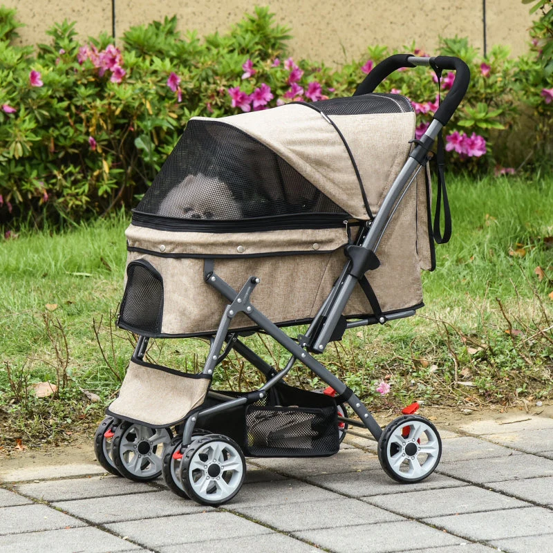 Pet Foldable Travel Carriage Stroller with Reversible Handle - Image 14