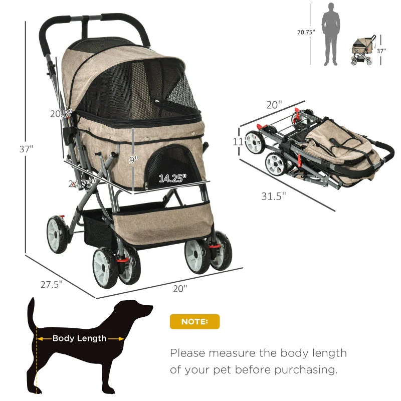 Pet Foldable Travel Carriage Stroller with Reversible Handle - Image 15