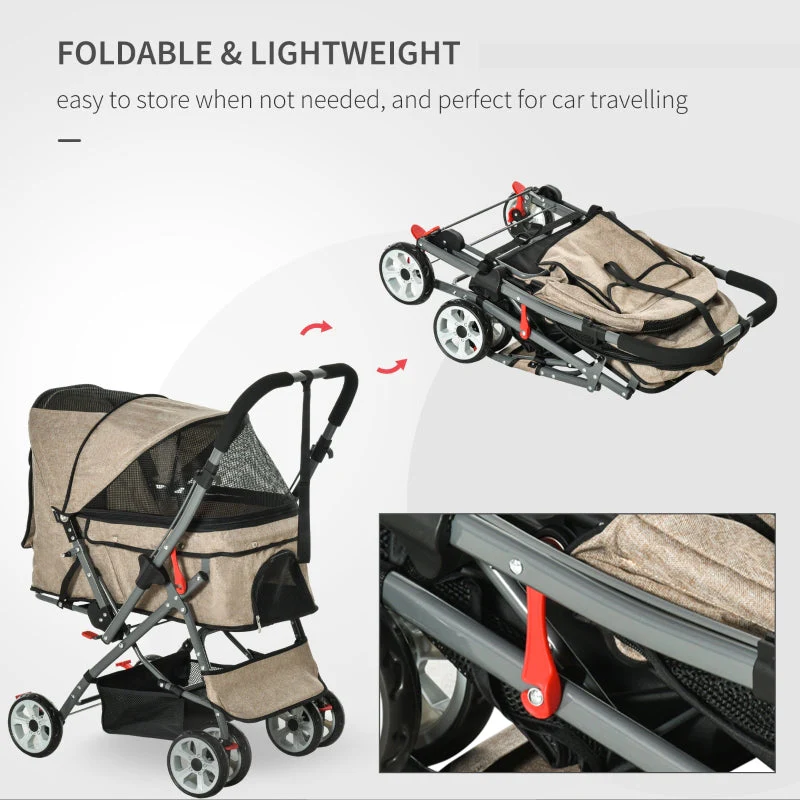 Pet Foldable Travel Carriage Stroller with Reversible Handle - Image 16