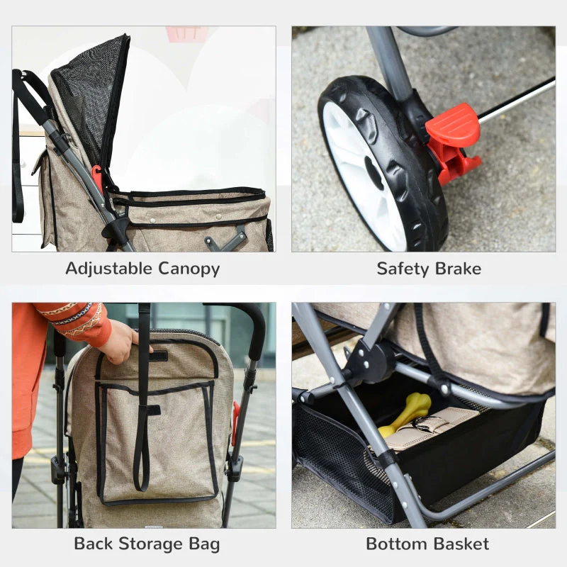 Pet Foldable Travel Carriage Stroller with Reversible Handle - Image 19