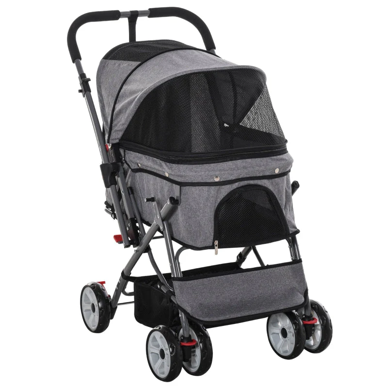 Pet Foldable Travel Carriage Stroller with Reversible Handle - Image 2