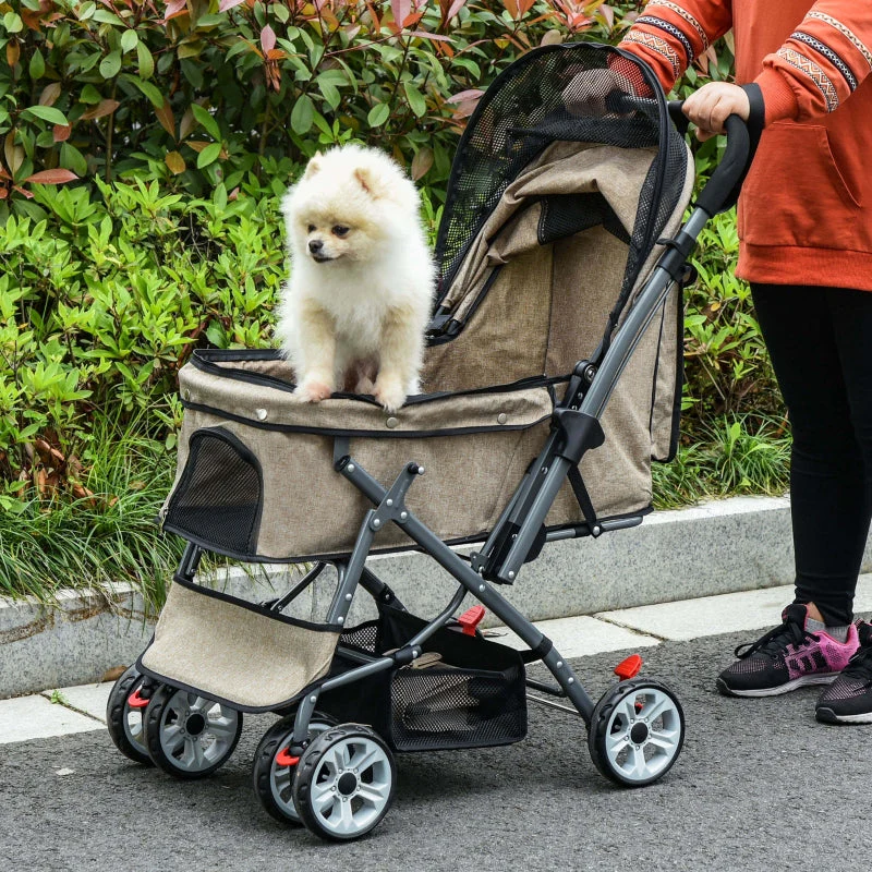 Pet Foldable Travel Carriage Stroller with Reversible Handle - Image 21