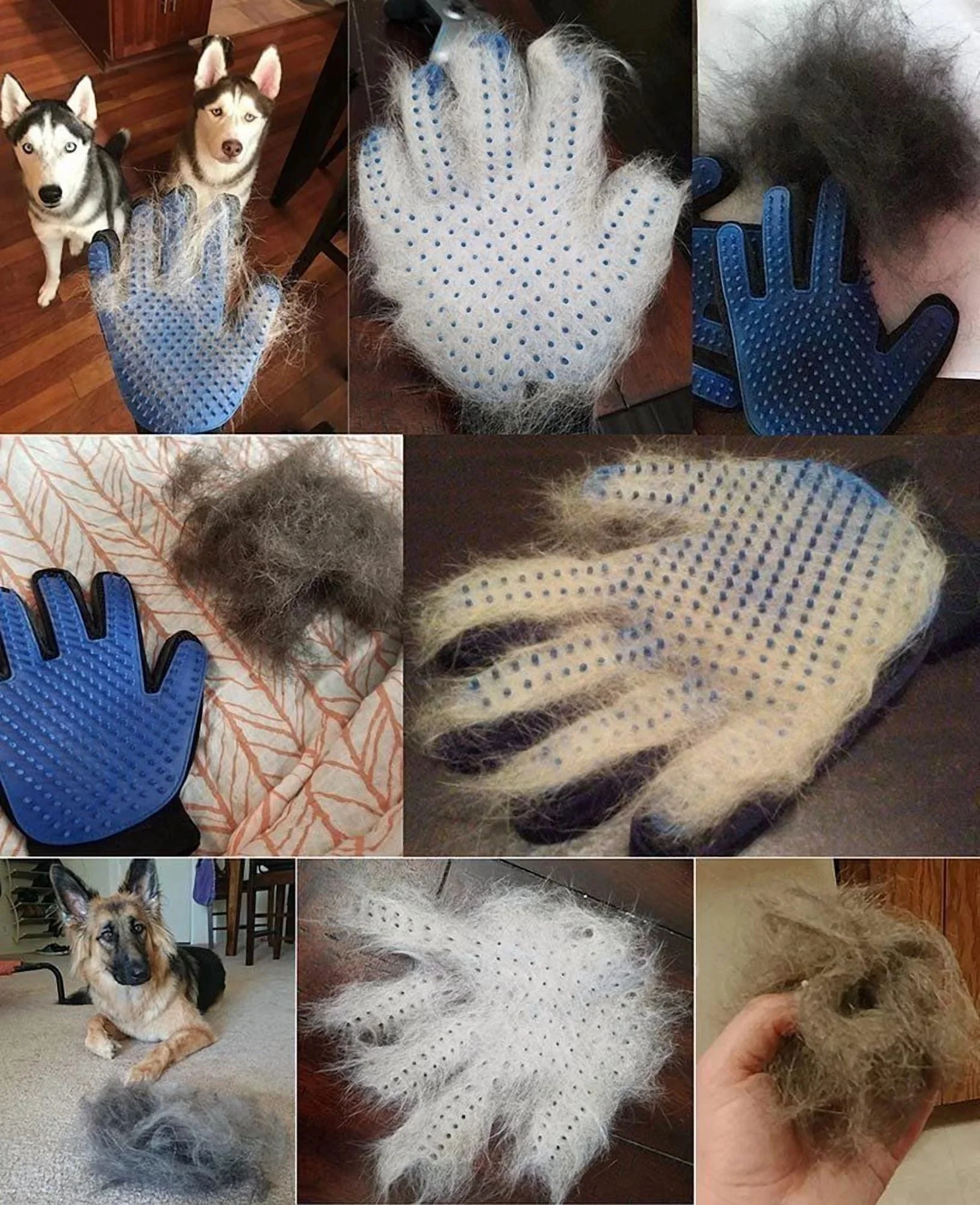 Pet Grooming Gloves Brush Dog Cat Hair Remover Mitt Massage Deshedding 1 Pair Blue - Image 4