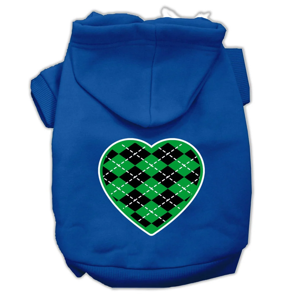 Pet Hoodie "Green Argyle Heart" - Image 3