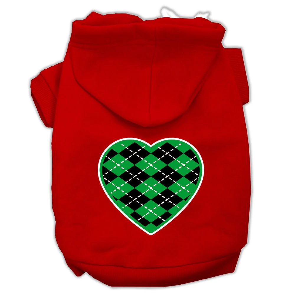 Pet Hoodie "Green Argyle Heart" - Image 4
