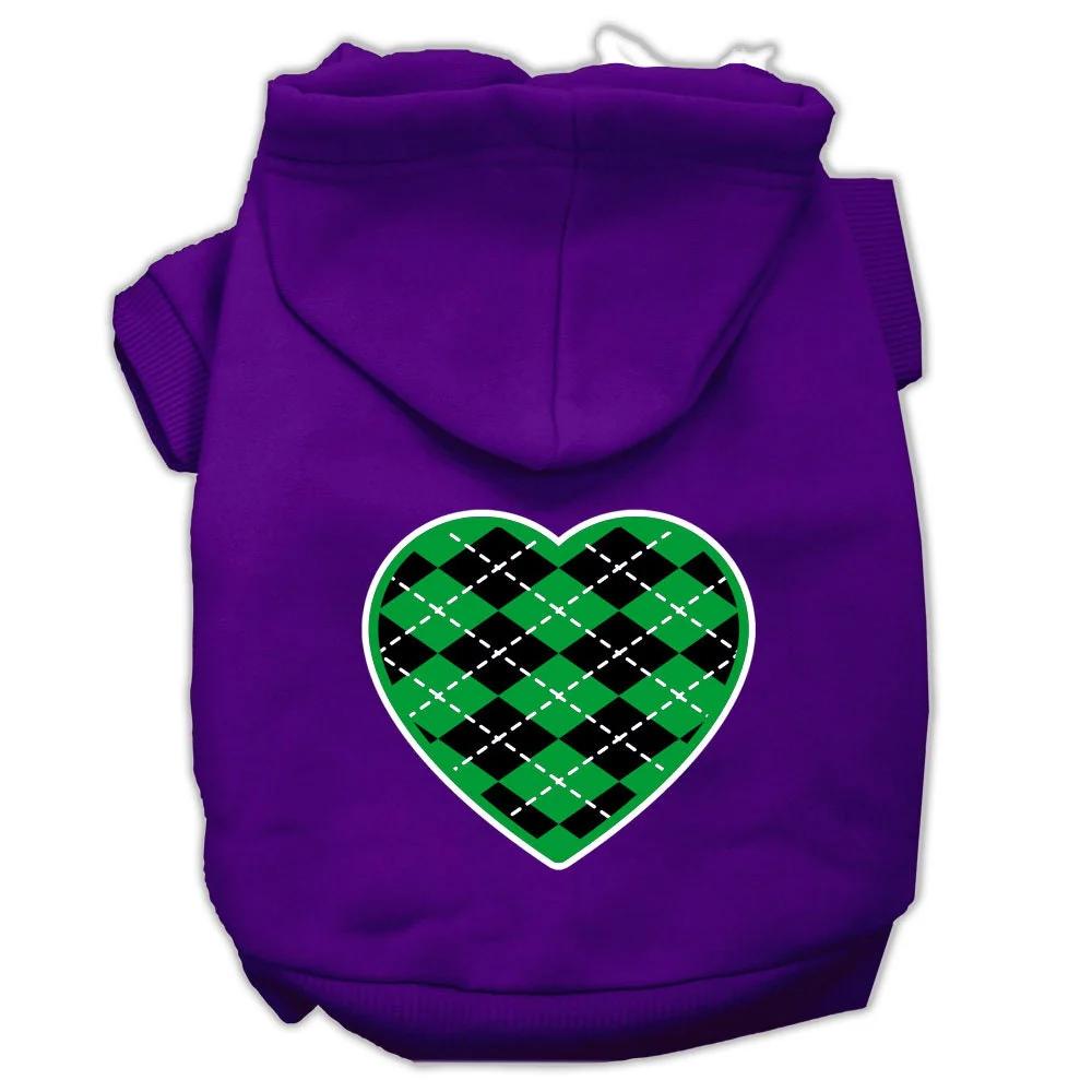 Pet Hoodie "Green Argyle Heart" - Image 7