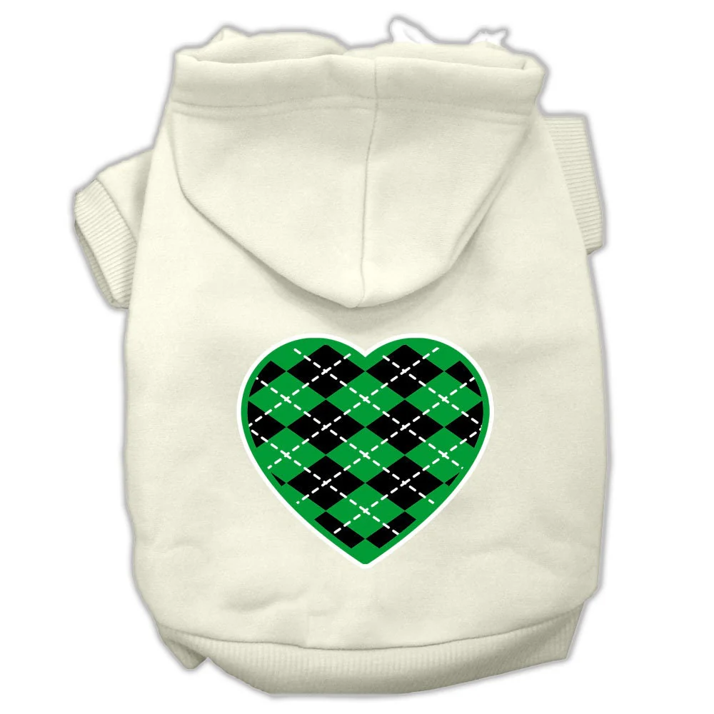 Pet Hoodie "Green Argyle Heart" - Image 9