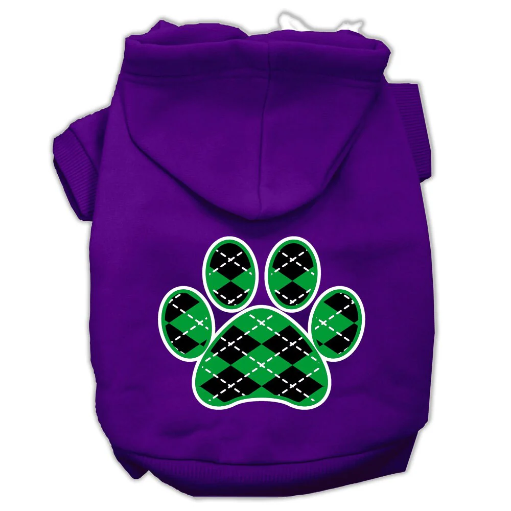 Pet Hoodie "Green Argyle Paw" - Image 3